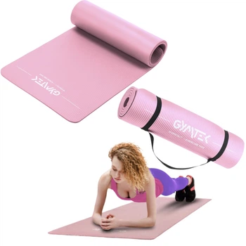 Коврик для йоги Gymtek NBR 1 см розовый гимнастический каремат для растяжки удобный