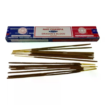 Аромапалочки Satya Nag Champa + Dragon's Blood, 16 г, пыльцевые, Индия (2 аромата в одной упаковке) 36266