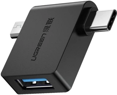 Адаптер Ugreen 2 in 1 Adapter microUSB Male + USB Type-C Male to USB 3.0 Female OTG Black (30453)