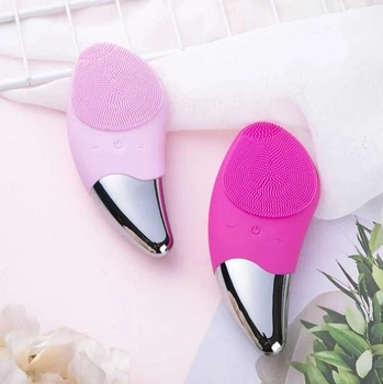 Електрична силіконова щітка Sonic Facial Brush Вібро - щіточка масажер для очищення шкіри обличчя та тіла 60589/40