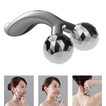 Массажер 3D MASSAGER ZL 201 для лица и тела лифтинговый с микротоками водонепроницаемый 155х95х53 мм Серебряный для омоложения кожи и коррекции контуров лица с Y образной конструкцией и солнечной батареей для генерации токов