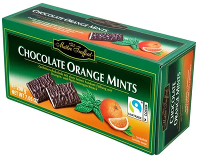 Шоколадні конфети з м'ятою та апельсином Maitre Truffout Orange Mints 200 г
