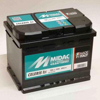 Аккумулятор 6СТ-60A MIDAC CELERIS, 12V, 60Ah (-/+) евро, Мидак Селерис, 12В, 60Ач, EN540А