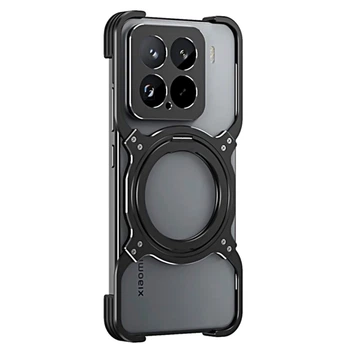 Чехол Metal Bamper with Ring для Xiaomi 15 / 15 Pro с защитой на камеру black - silver