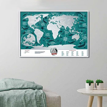 Пластиковая скретч-карта мира Travel Map, Marine