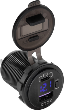 Ładowarka samochodowa Peiying USB + USB-C 48W Black (PY-CHR0006)
