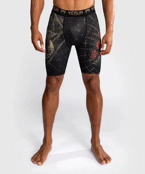 Компресійні шорти Venum Santa Muerte 5.0 Men’s Vale Tudo Shorts Deep Black Gold (VENUM-05335-603-S)