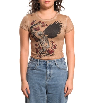Женская футболка Affliction Winged Reaper Sand Oil Stain (A26064-SNOS-XL)