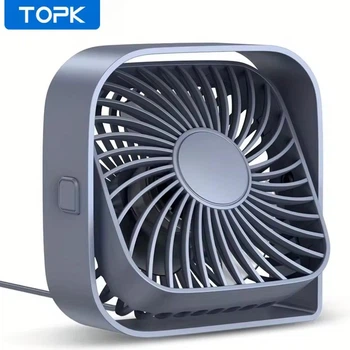 USB вентилятор портативный TOPK серый, 3 скорости.