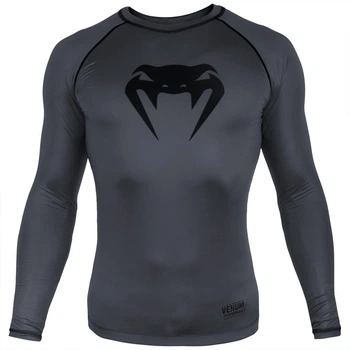 Компресійна футболка Venum Contender 3.0 Compression T-shirt Long Sleeves Heather Grey/Black (VENUM-03135-217-S)