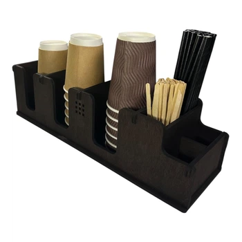 Барний органайзер WNINE Coffee Trio Organizer Plus, дерев’яний стенд для стаканів та аксесуарів, 387.5×122×110 мм (WN-011)