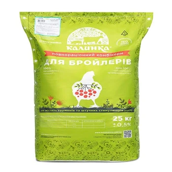 Комбикорм Калинка - 25Б гровер ПК 5-4 (7026-211) 100% гровер для бройлеров от 15 до 35 дней, 25 кг