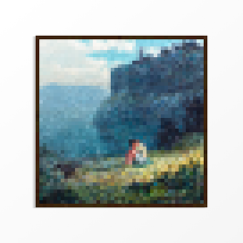 Картина на полотне пиксельная Tides (Волны) из игры Майнкрафт 100x100 см