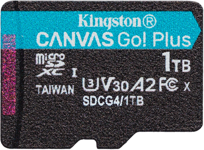 Карта пам`ятi Kingston microSDXC 1TB Canvas Go! Plus G4 Class 10 UHS-I U3 V30 A2 (SDCG4/1TBSP)