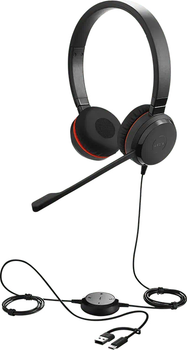 Słuchawki Jabra Evolve 30 II USB Type-C/Type-A Stereo MS Black-Red (5399-823-369)