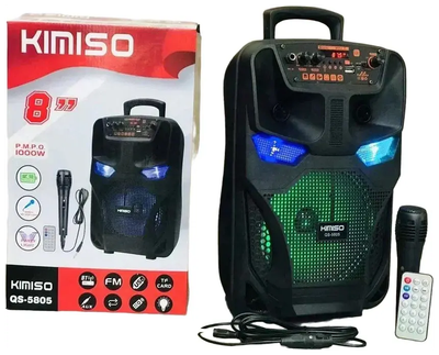Легкая колонка-чемодан Kimiso QS-5805 с микрофоном USB/BT/FM 6,5 дюймов 1800 mAh