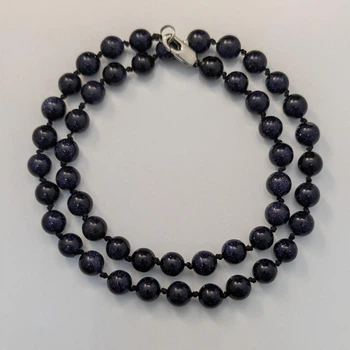 Намиста з натурального каменю Синій Авантюрин розмір намистин 8мм колір темно-синій (05029015)
