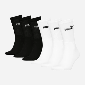 Набір жіночих шкарпеток високих бавовняних Puma Elements Unisex Crew Sock 93875904 35-38 6 пар Black/White (8720245824750)