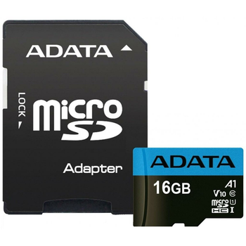 Карта пам'яті microSDHC (UHS-1) A-DATA Premier 16Gb Class 10 A1 (R-100Mb/s) (adapter SD) (AUSDH16GUICL10A1-RA1)
