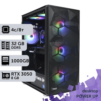 Рабочая станция PowerUp Desktop #337 Core i3 14100F / 32 GB / SSD 1TB / GeForce RTX 3050 8GB специализированная вычислительная графическая система для архитекторов и инженеров