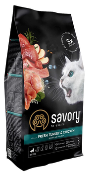 Сухий корм для кошенят Savory з куркою і індичкою 2 кг (4820232630143)