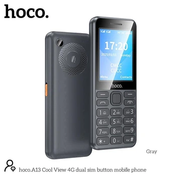 Мобільний телефон Hoco A13 Cool View 4G dual sim button mobile phone A13 |кнопковий, до 450 годин, 4G GSM, LTE, VoLTE, дисплей 2.4", 2 SIM-карти, 2500 мАг, камера| Сірий