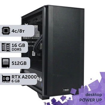 Рабочая станция PowerUp Desktop #336 Core i3 14100F / 16 GB / SSD 512GB / NVIDIA Quadro RTX A2000 6GB специализированная вычислительная графическая система для архитекторов и инженеров