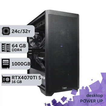 Робоча станція PowerUp Desktop #388 Core i9 14900K / 64 GB / SSD 1TB / GeForce RTX 4070Ti Super 16GB спеціалізована обчислювальна графічна система для архітекторів та інженерів