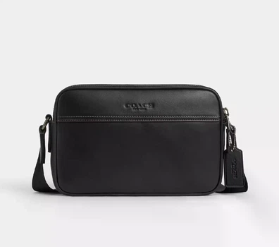 Мужская кожаная сумка Coach Graham Crossbody Bag Gunmetal/Black