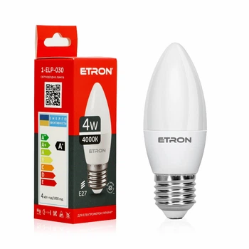Світлодіодна LED лампа ETRON 4W C37 4200K 220V E27 денне світло