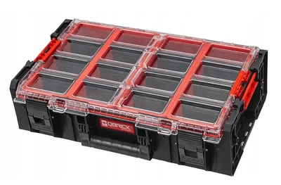 Органайзер для инструментов Qbrick System ONE Organizer 2XL 2.0 Бокс для домашней мастерской и гаража с 4 высокими контейнерами с регулируемыми перегородками Черно-красный