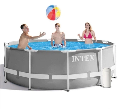 Круглый каркасный бассейн Intex 26706 с чашей из ПВХ и фильтр насосом 2006 л/ч 305х99 см Серый (127-9-26706)