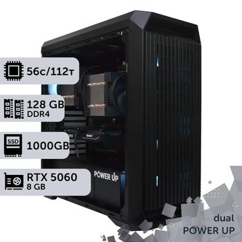 Двухпроцессорная рабочая станция PowerUp #567 AMD EPYC 7453 x2/128 GB/SSD 1TB/GeForce RTX 5060 8GB для 3D моделирования видеомонтажа рендеринга для инженеров и архитекторов