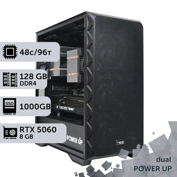 Двухпроцессорная рабочая станция PowerUp #566 AMD EPYC 7F72 x2/128 GB/SSD 1TB/GeForce RTX 5060 8GB для 3D моделирования видеомонтажа рендеринга для инженеров и архитекторов
