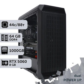 Двухпроцессорная рабочая станция PowerUp #559 Xeon E5 2699 v4 x2/64 GB/SSD 1TB/GeForce RTX 5060 8GB для 3D моделирования видеомонтажа рендеринга для инженеров и архитекторов