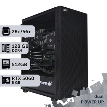 Двухпроцессорная рабочая станция PowerUp #560 Xeon E5 2680 v4 x2/128 GB/SSD 512GB/GeForce RTX 5060 8GB для 3D моделирования видеомонтажа рендеринга для инженеров и архитекторов