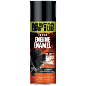 Эмаль жаростойкая для двигателя Raptor™ 1K PRO 300°C Черная глянцевая 364 мл
