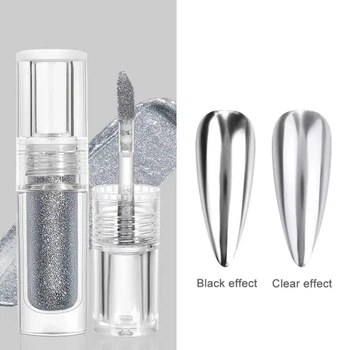 Жидкая зеркальная втирка Liquid mirror powder - для дизайна ногтей (для маникюра и педикюра) - 377 Серебро