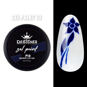 Гель-краска Gel Paint (Сапфировый 13) Дизайнер no wipe, 5 мл для росписи ногтей