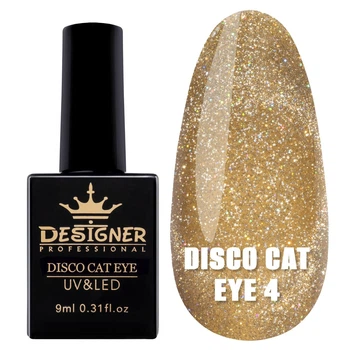 Золотий гель-лак для нігтів Дизайнер Disco Cat Eye №04 9 мл (світловідбивний, котяче око)