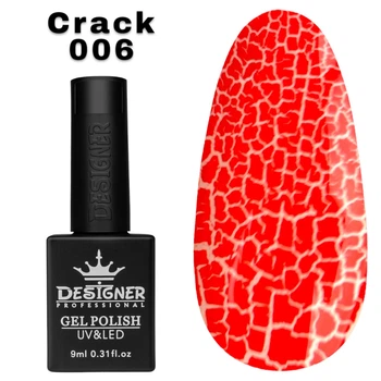 Гель-лак для ногтей Crack effect Дизайнер с эффектом кракелюра, 9 мл Красный 006