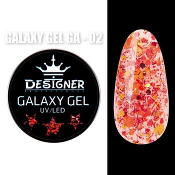 Глитерный гель Galaxy Gel (GA-02) Дизайнер 10 мл с блестками для декора ногтей