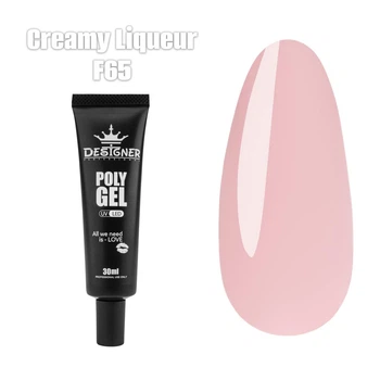 Полигель Дизайнер 30 мл Creamy Liqueur для наращивания и укрепления ногтей №65