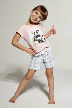 Комплект: футболка и шорты Cornette 110-116(см) серо-розовый~92 Panda (77232)