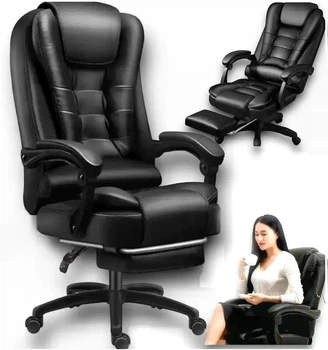 Офисное кресло руководителя Virgo X6 Black с регулировкой высоты и угла наклона, экокожа, черное