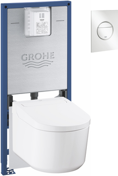 Комплект Инсталляция Grohe Rapid SLX 39596000 с подвесным унитазом-биде QuickFix Sensia 36507SH0 (36509SH0) + панель смыва Nova Cosmopolitan S 37601SH0 белая