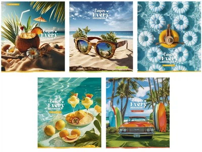 Набор тетрадей общих Школярик 3515 Enjoy your summer 96 листов в клетку 5 шт (096-3515K)