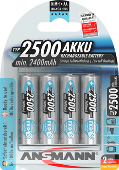 Акумулятор Ansmann AA 4 X 2500 mAh NiMH 1.2V maxE Premium (4013674354429)