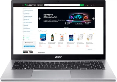 Ноутбук Acer Aspire Go 15 AG15-42P-R9E3 (NX.J7XEU.012) Pure Silver / 15.6" IPS / AMD Ryzen 5 7430U / RAM 16 ГБ / SSD 512 ГБ