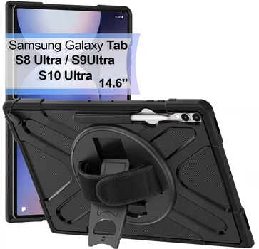 Чехол для планшета BeCover Heavy Duty для Samsung Galaxy Tab S8 Ultra/S9 Ultra/S10 Ultra (X900/X906/X910/X916/X920/X926) 14.6" с креплением для стилуса Black (BC_713664)
